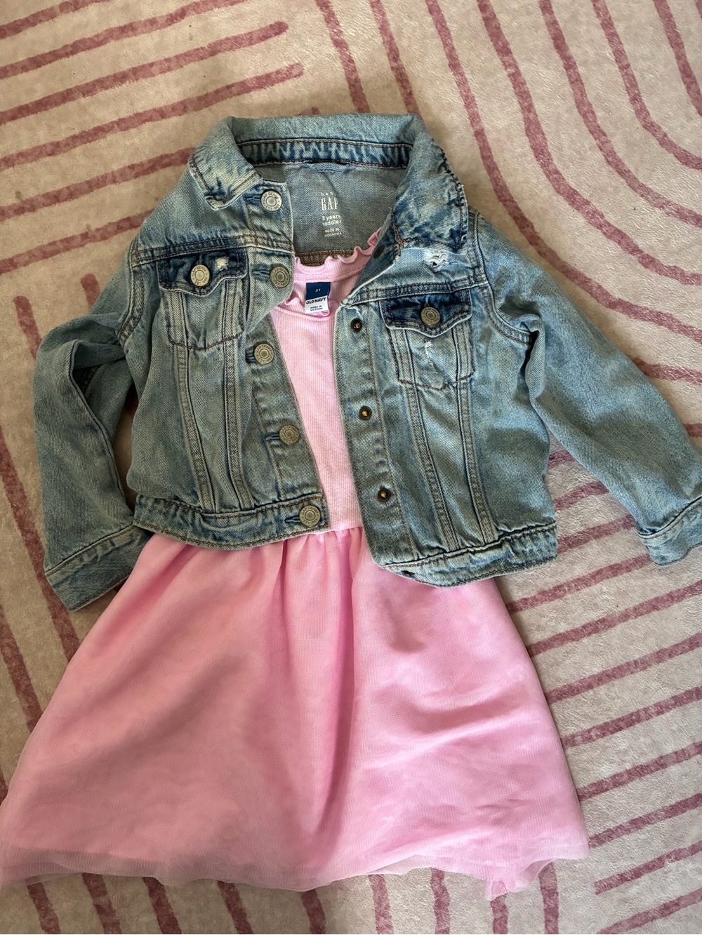 GAP Girls' Light Wash Denim Jacket – Blue and pink old navy dress